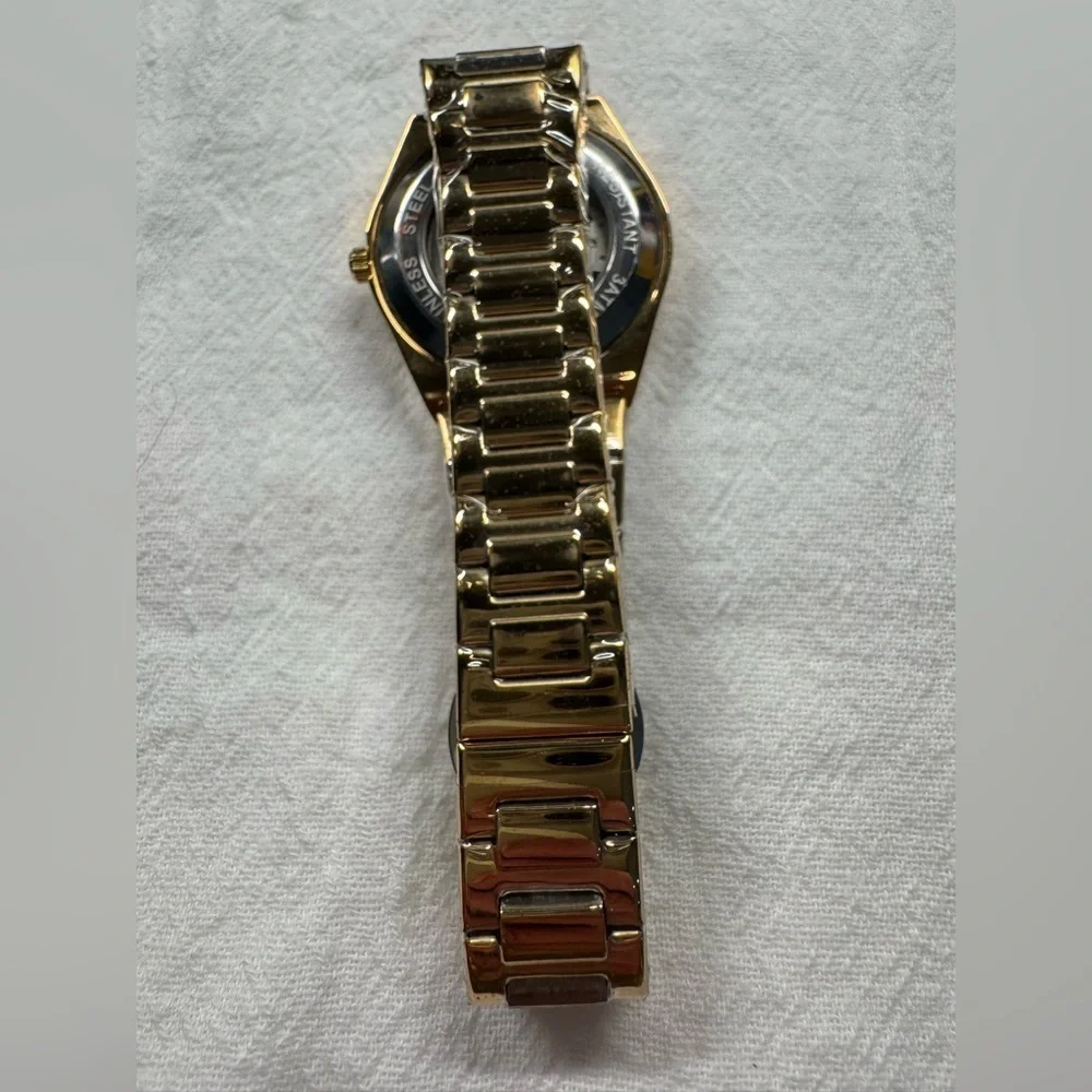 RUIQI Unisex Elegant Mechanical Watch - Full Golden Dial, Luminous Hands, NEW